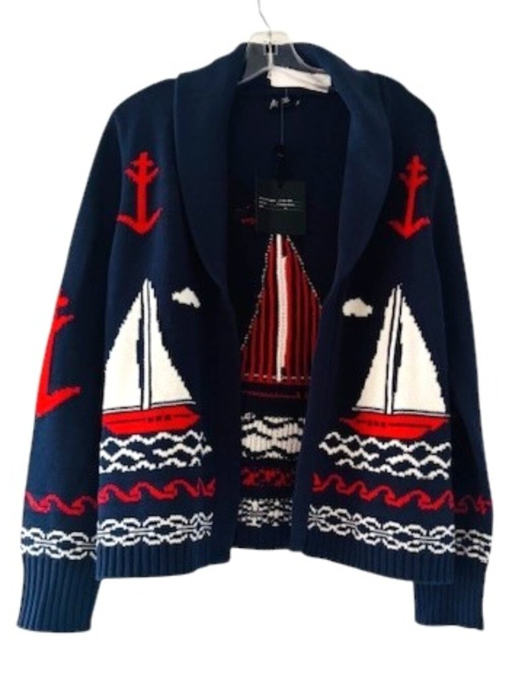 Marled  Sailboat Cardigan Coastal Nautical